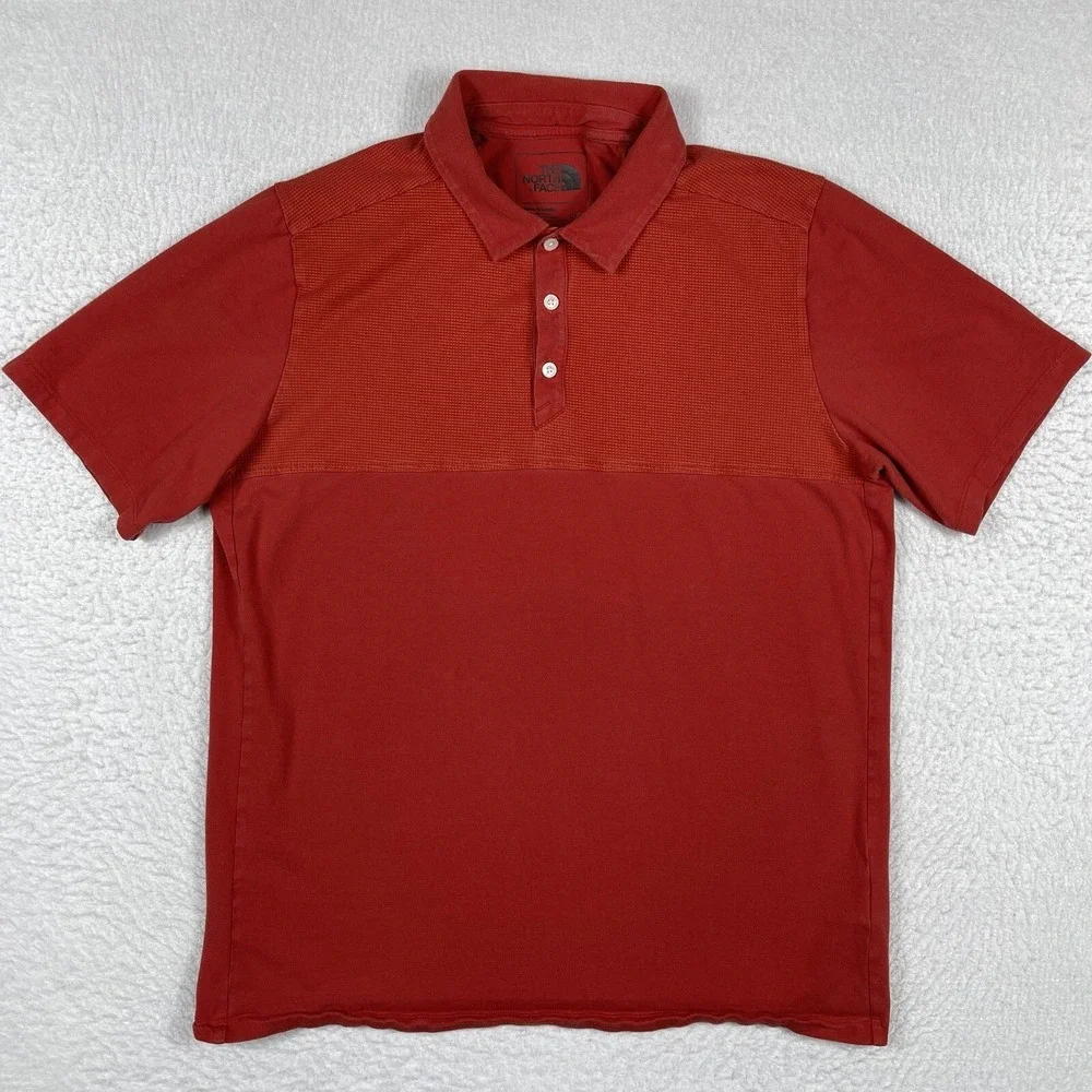 The North Face Polo Shirt‎ Mens Large Red Orange Outdoors Hiking Golf Casual